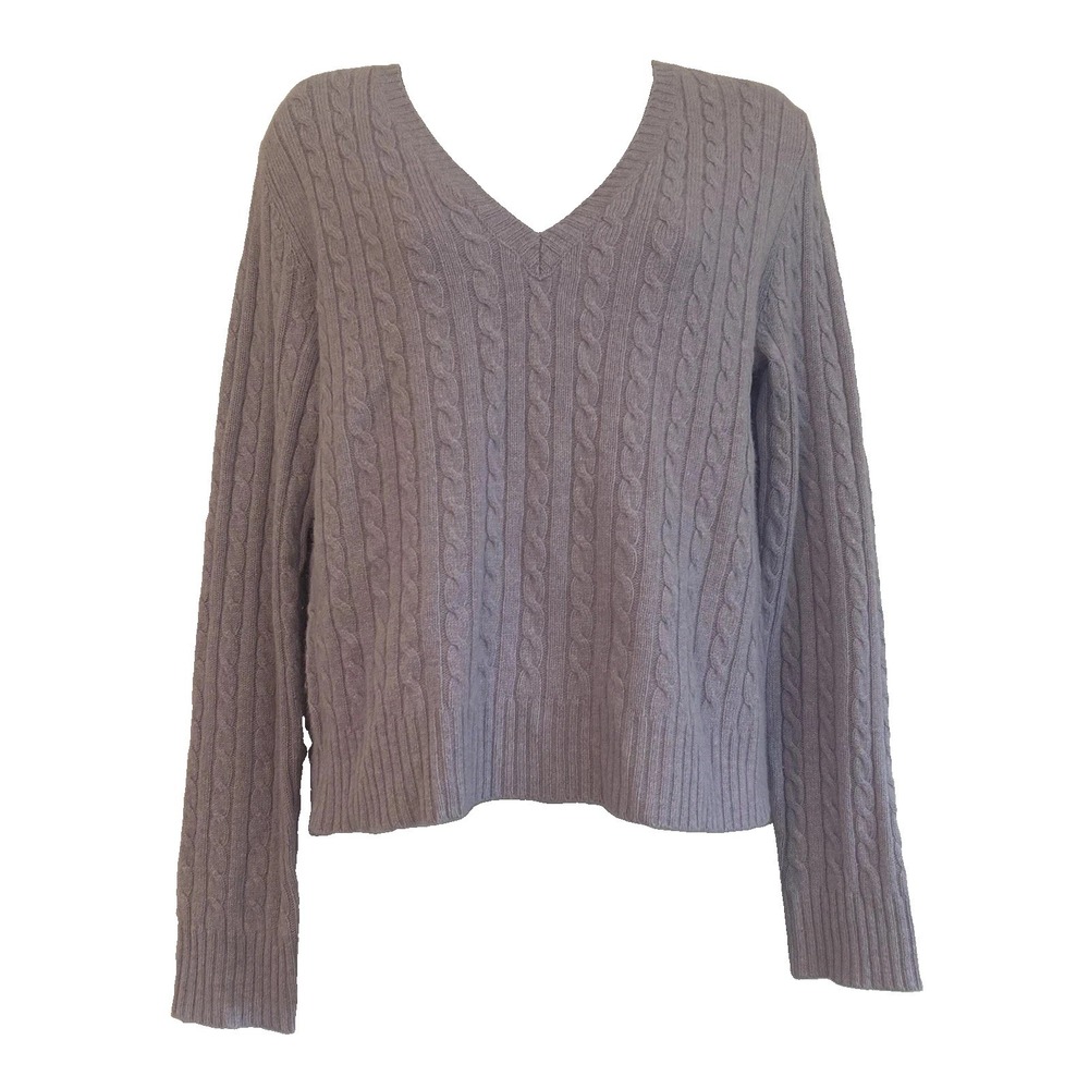 Vtg The Limited Y2K Cashmere Angora Cable Knit Sweater Sz L Wool Blend Lavender